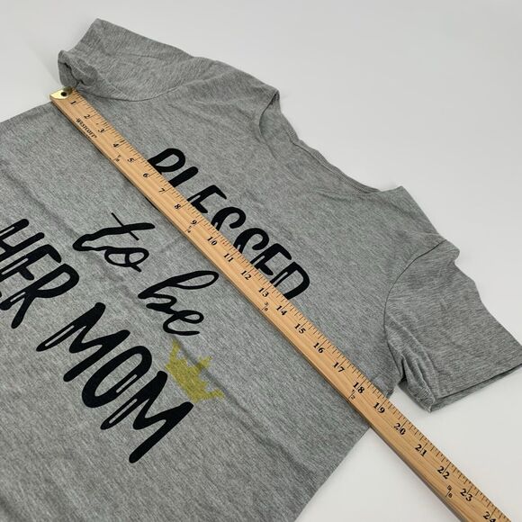 New Blessed to Be Her Mom Short Sleeve T-Shirt Size Large Womens Light Gray L - Picture 3 of 4